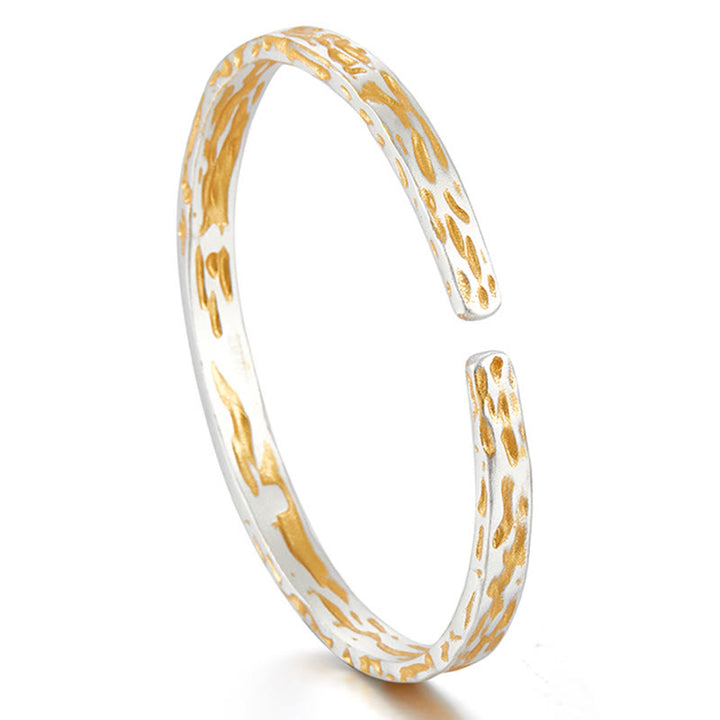 WorldNorse Handgefertigtes Armband aus 999er Silber mit vergoldeter Lava-Textur und zweifarbiger Optik - image 4