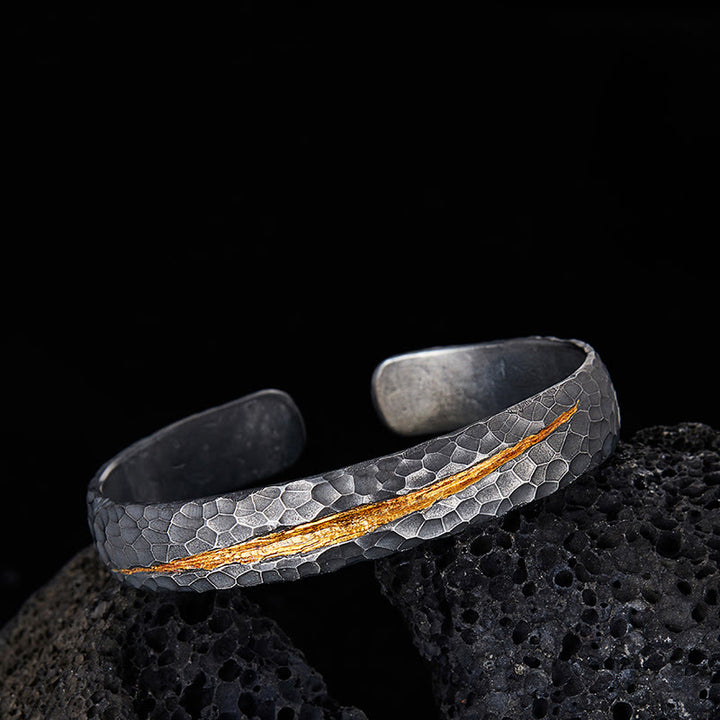 WorldNorse Handgefertigtes Armband aus 999er Gold mit Wabenmuster - Retro Silber - Innenumfang 18-19 cm - NEIN DANKE - image 0