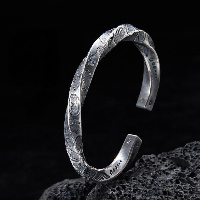 WorldNorse Handgefertigtes Armband aus 999er Silber mit gravierter Münze - Innenumfang 19 cm - image 0