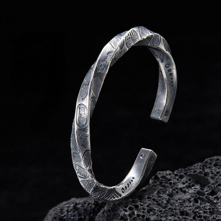 WorldNorse Handgefertigtes Armband aus 999er Silber mit gravierter Münze - Innenumfang 19 cm - image 0