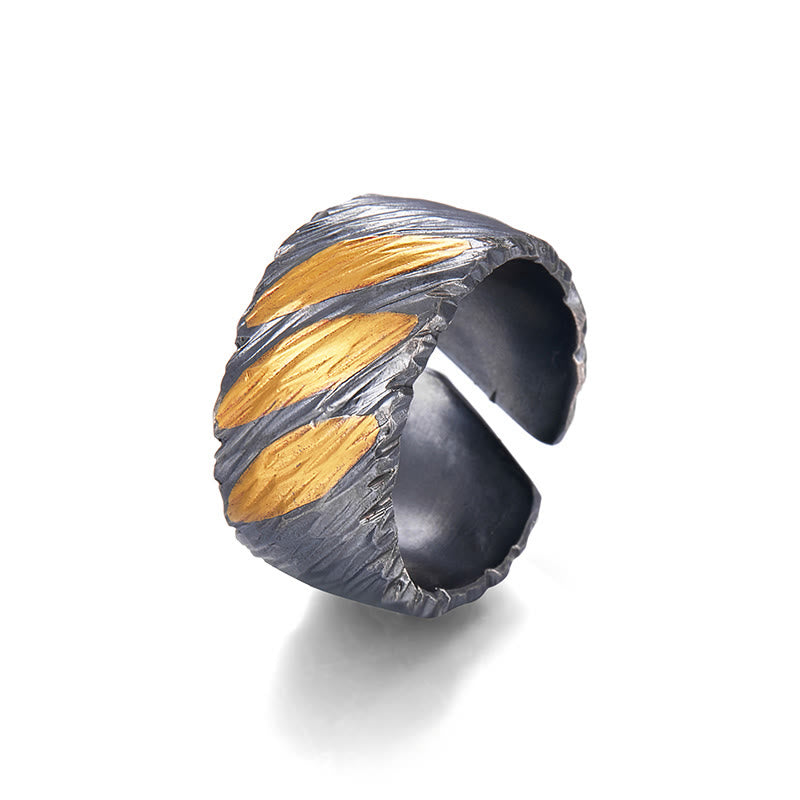 WorldNorse Handgefertigtes 999 Silber Ember Streak Strukturierter Ring - image 4