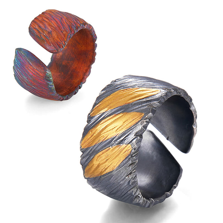 WorldNorse Handgefertigtes 999 Silber Ember Streak Strukturierter Ring - image 7