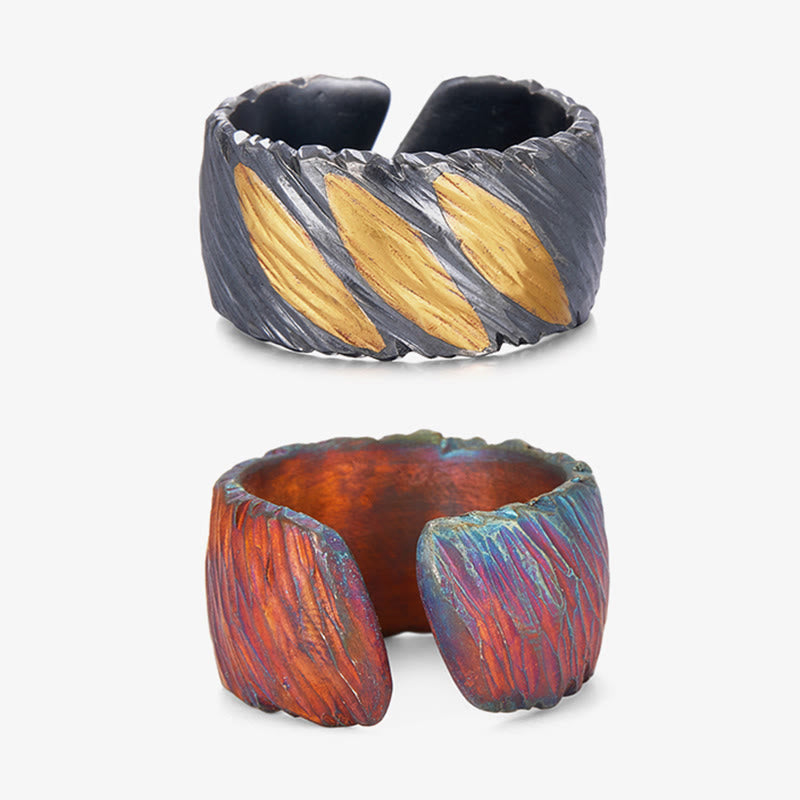 WorldNorse Handgefertigtes 999 Silber Ember Streak Strukturierter Ring - image 8