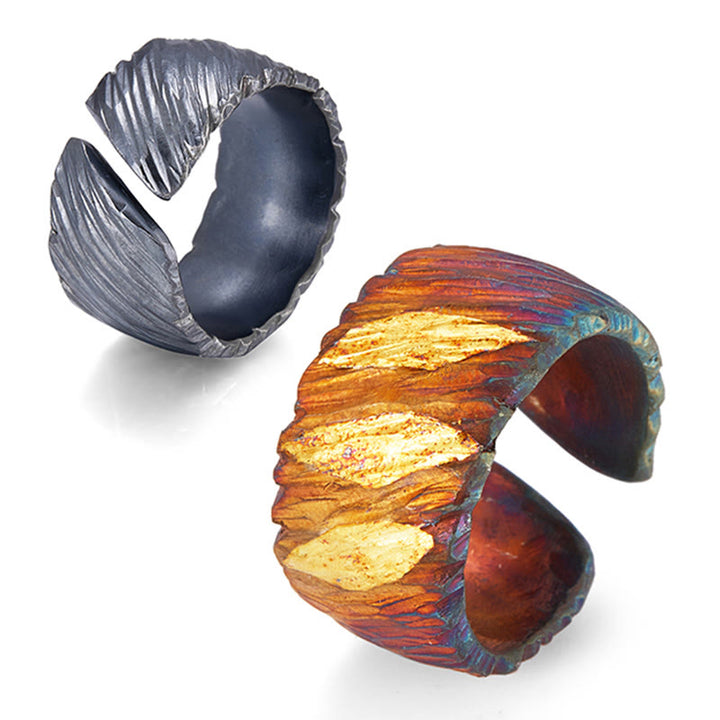 WorldNorse Handgefertigtes 999 Silber Ember Streak Strukturierter Ring - image 6