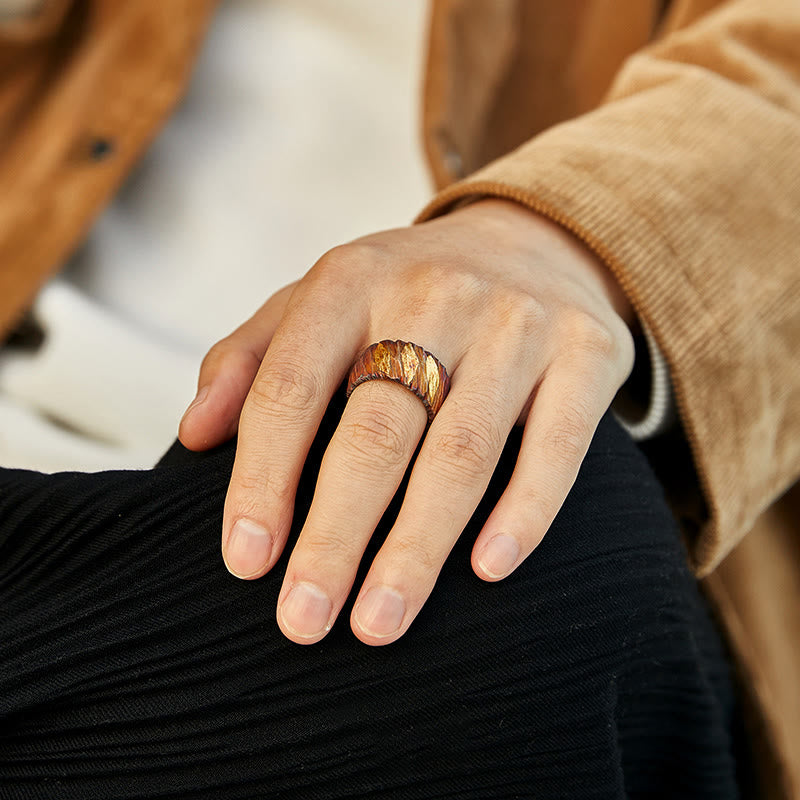 WorldNorse Handgefertigtes 999 Silber Ember Streak Strukturierter Ring - image 9