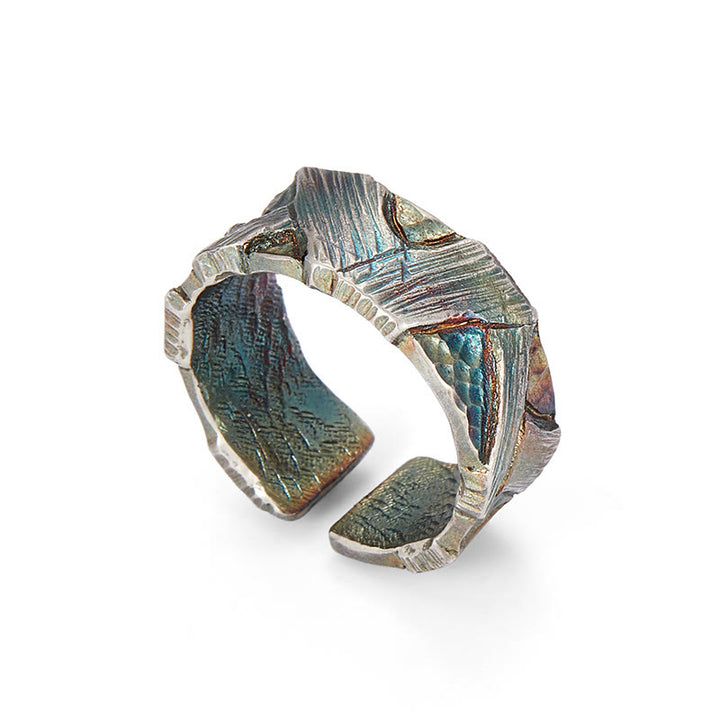 WorldNorse Handgefertigtes Ring aus 999er Silber mit prismatischer Bruchstruktur - image 3