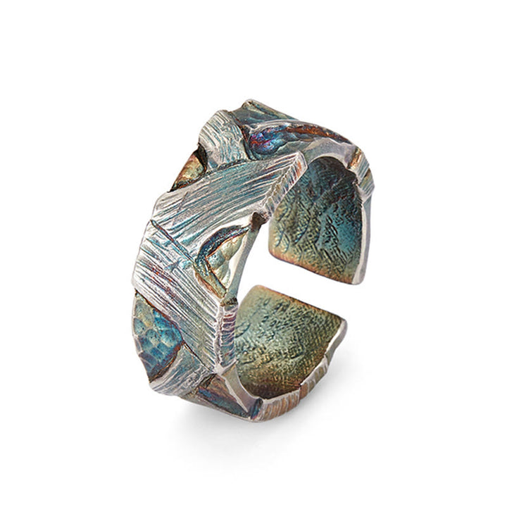 WorldNorse Handgefertigtes Ring aus 999er Silber mit prismatischer Bruchstruktur - image 2