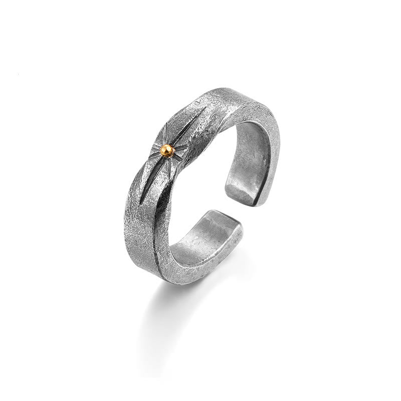 WorldNorse Handgefertigtes 999 Silber Meteor Strike Vergoldeter Kernring - image 3