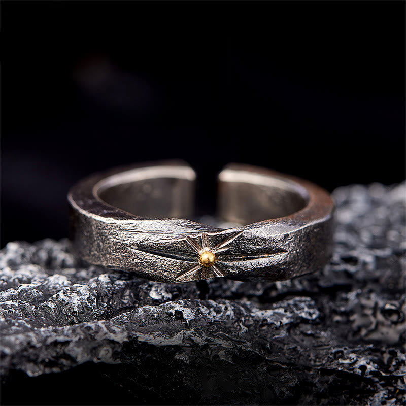 WorldNorse Handgefertigtes 999 Silber Meteor Strike Vergoldeter Kernring - image 2