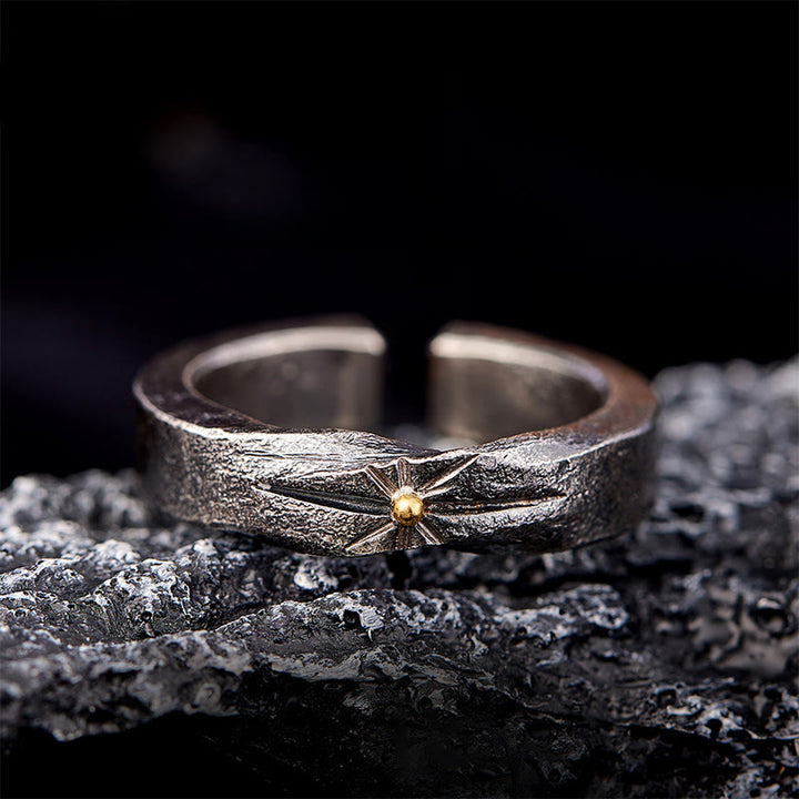 WorldNorse Handgefertigtes 999 Silber Meteor Strike Vergoldeter Kernring - image 2