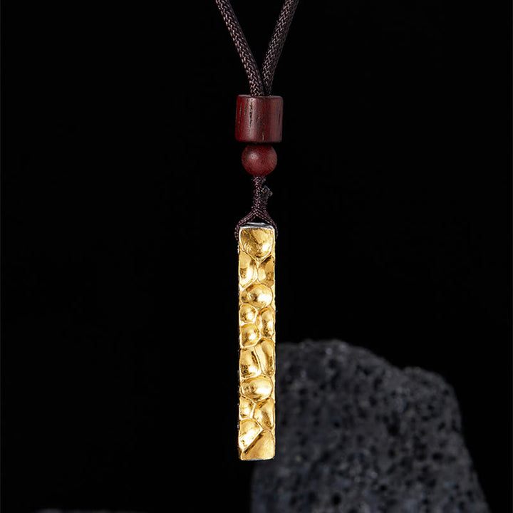 WorldNorse Handgefertigtes Halskette aus vergoldetem 999er Silber mit Lava-Textur und Holzperlen - image 2