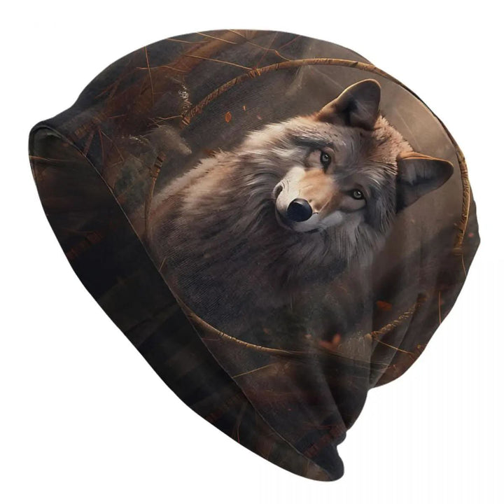 WorldNorse Earthy Wolf Woodweave Beanie - Wölfe - image 0