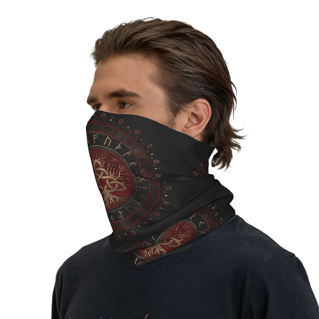 WorldNorse Crimson Yggdrasil Rune Gesichtsmaske & Halswärmer - 24 x 43 cm - image 0