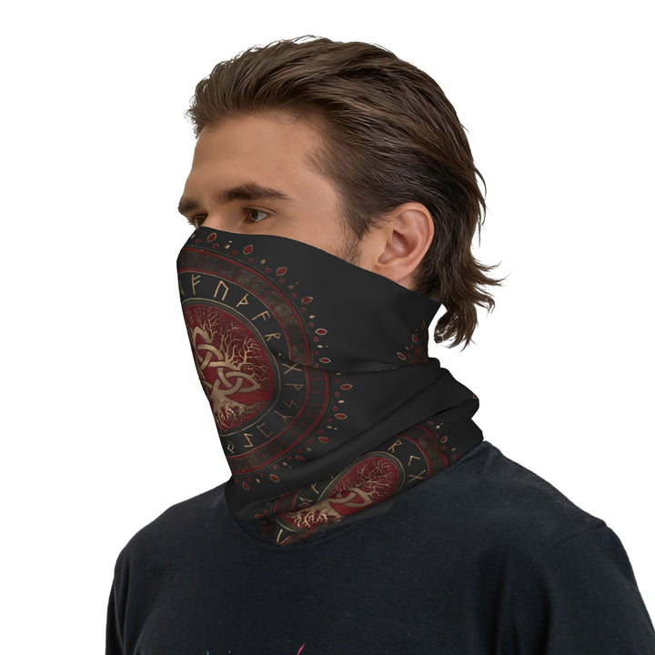 WorldNorse Crimson Yggdrasil Rune Gesichtsmaske & Halswärmer - 24 x 43 cm - image 0