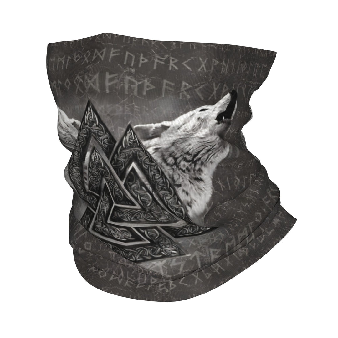 WorldNorse Gesichtsmaske und Halswärmer mit geätzten Valknut Wölfen - image 1