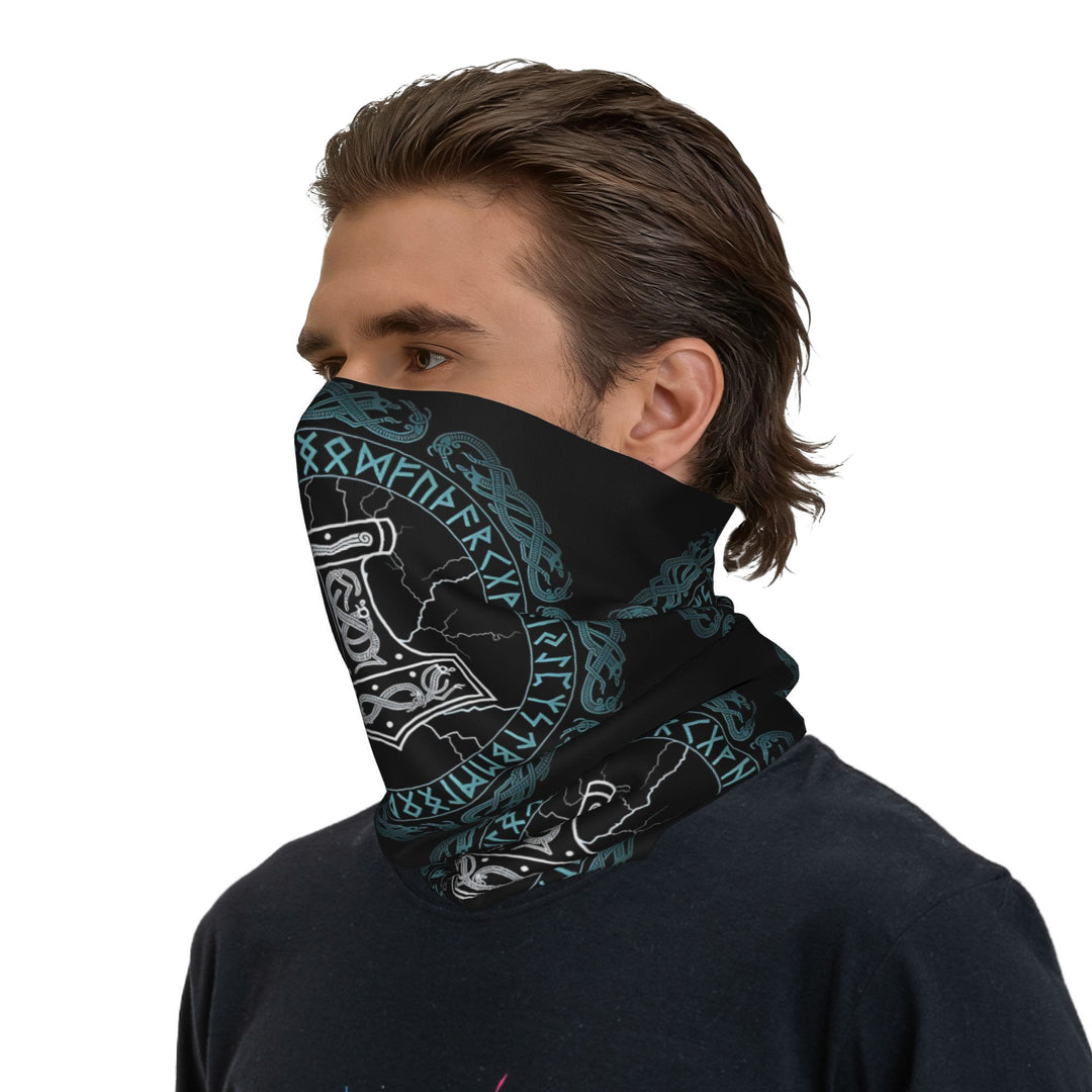 WorldNorse Stormwrought Hammer Knot Rune Gesichtsmaske & Halswärmer - 24 x 43 cm - image 0
