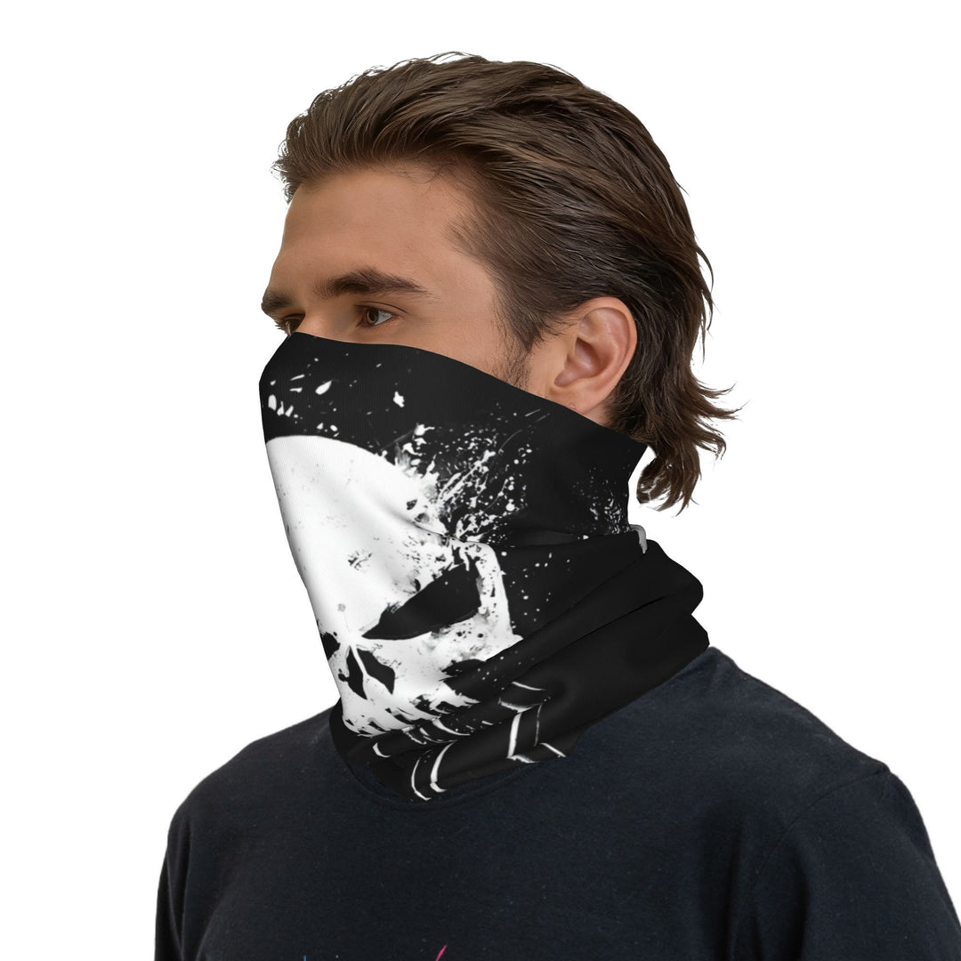 WorldNorse Gesichtsmaske und Halswärmer mit gesprenkeltem weißen Totenkopfmuster - 24 x 43 cm - image 0