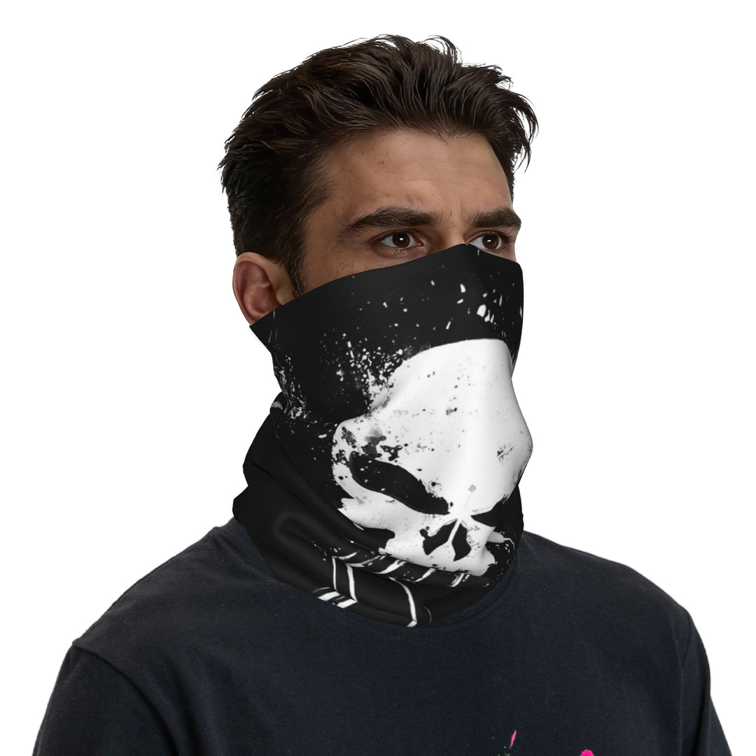 WorldNorse Gesichtsmaske und Halswärmer mit gesprenkeltem weißen Totenkopfmuster - image 4