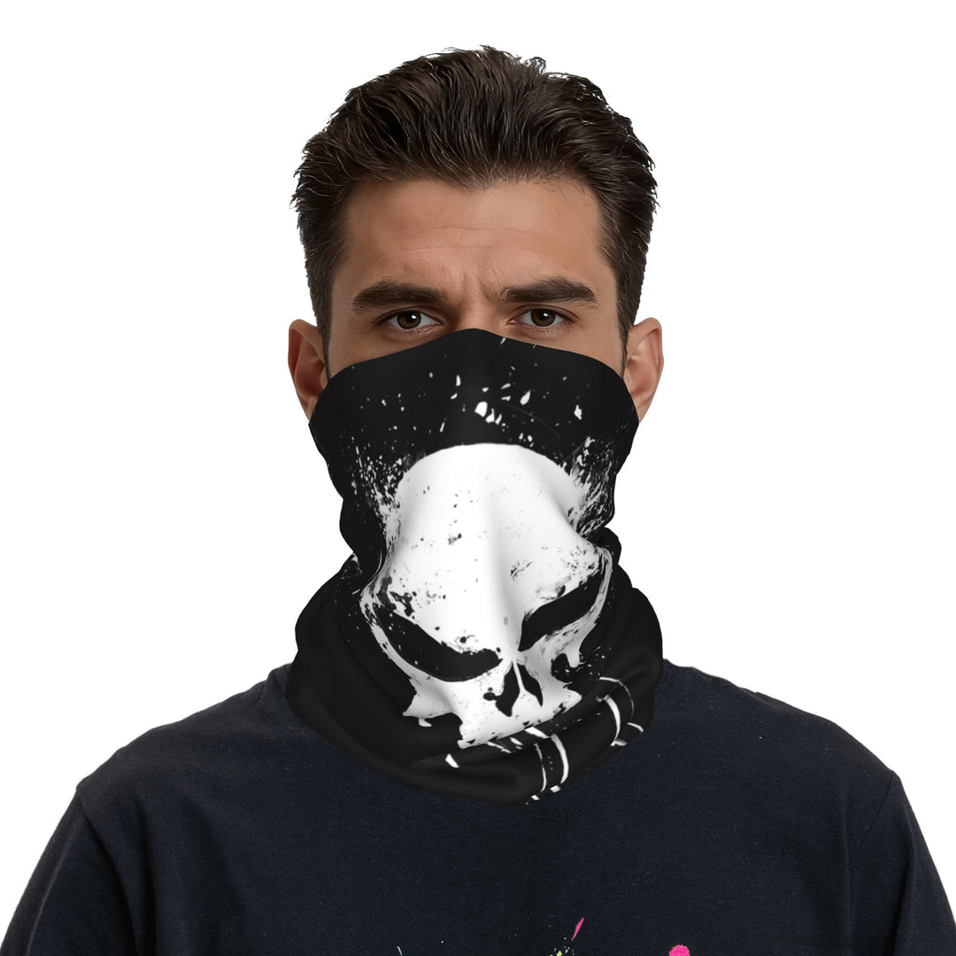 WorldNorse Gesichtsmaske und Halswärmer mit gesprenkeltem weißen Totenkopfmuster - image 2
