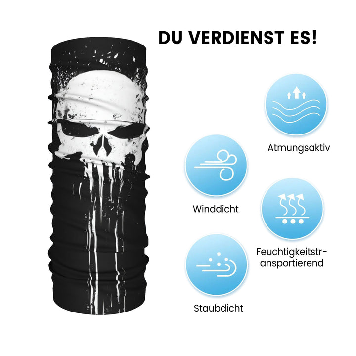 WorldNorse Gesichtsmaske und Halswärmer mit gesprenkeltem weißen Totenkopfmuster - image 3
