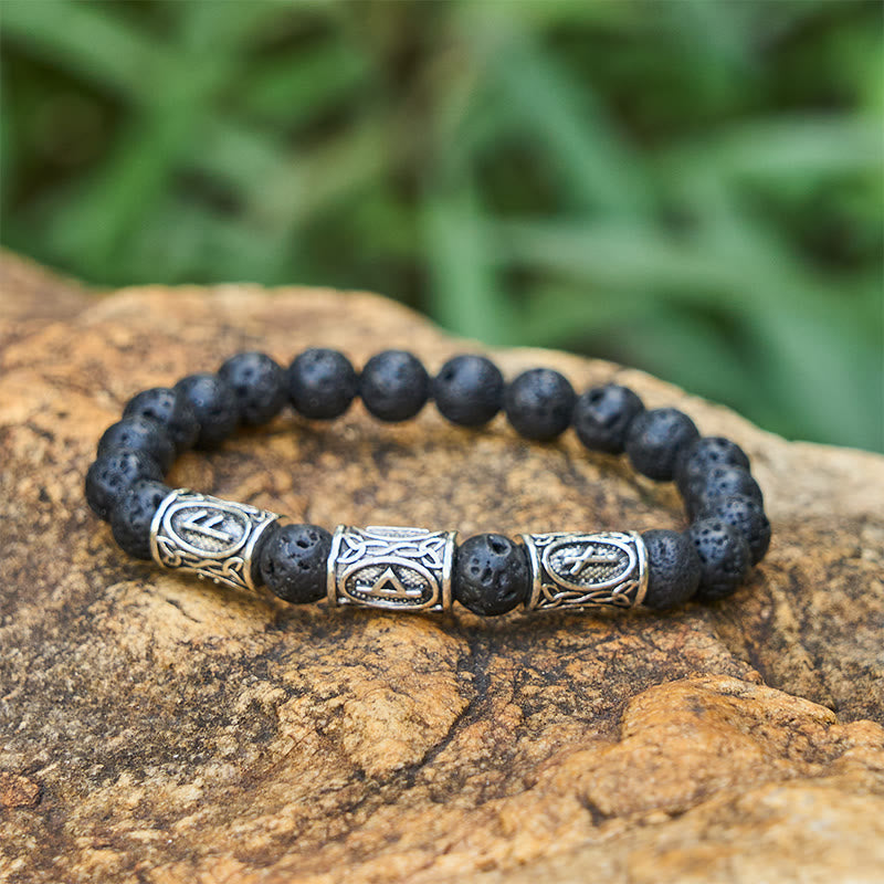 WorldNorse Viking Rune Armband mit bunten Kristallperlen - Lava Stone - image 7