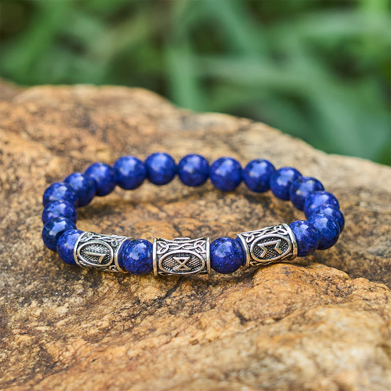WorldNorse Viking Rune Armband mit bunten Kristallperlen - Lapis lazuli - image 11