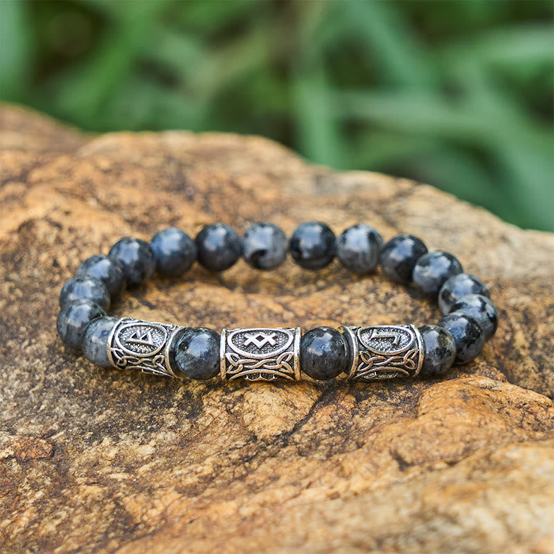 WorldNorse Viking Rune Armband mit bunten Kristallperlen - Labradorite - image 9