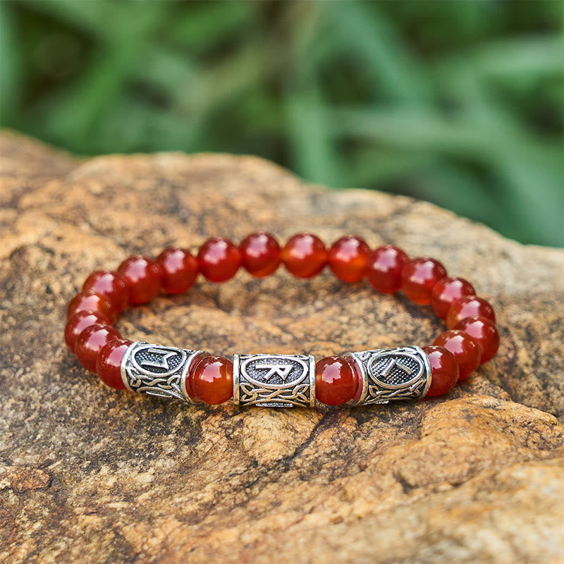 WorldNorse Viking Rune Armband mit bunten Kristallperlen - Red agate - image 4