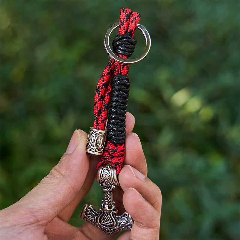 WorldNorse Thors Hammer Rune Geflochtener Schlüsselanhänger - image 2