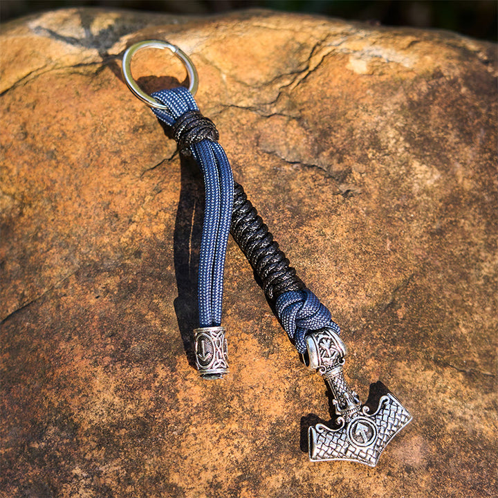 WorldNorse Thors Hammer Rune Geflochtener Schlüsselanhänger - Blau - image 12