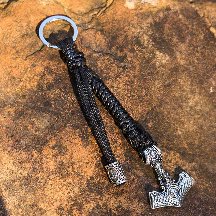 WorldNorse Thors Hammer Rune Geflochtener Schlüsselanhänger - Schwarz - image 7