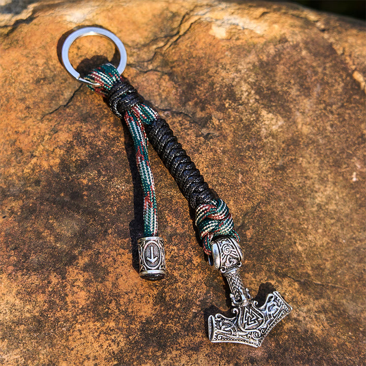 WorldNorse Thors Hammer Rune Geflochtener Schlüsselanhänger - Tarnmuster - image 5