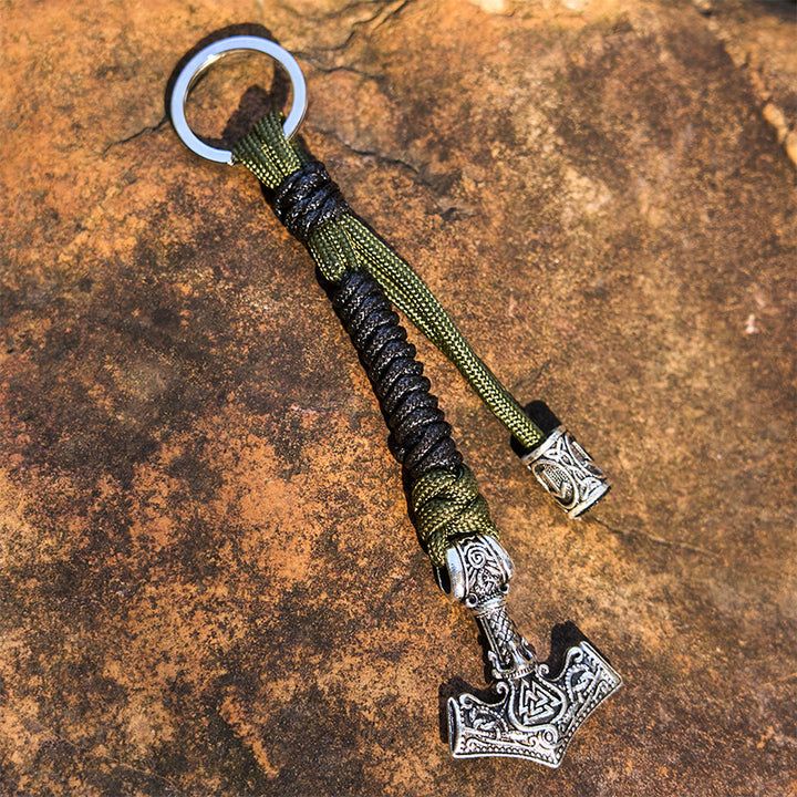 WorldNorse Thors Hammer Rune Geflochtener Schlüsselanhänger - Armeegrün - image 9