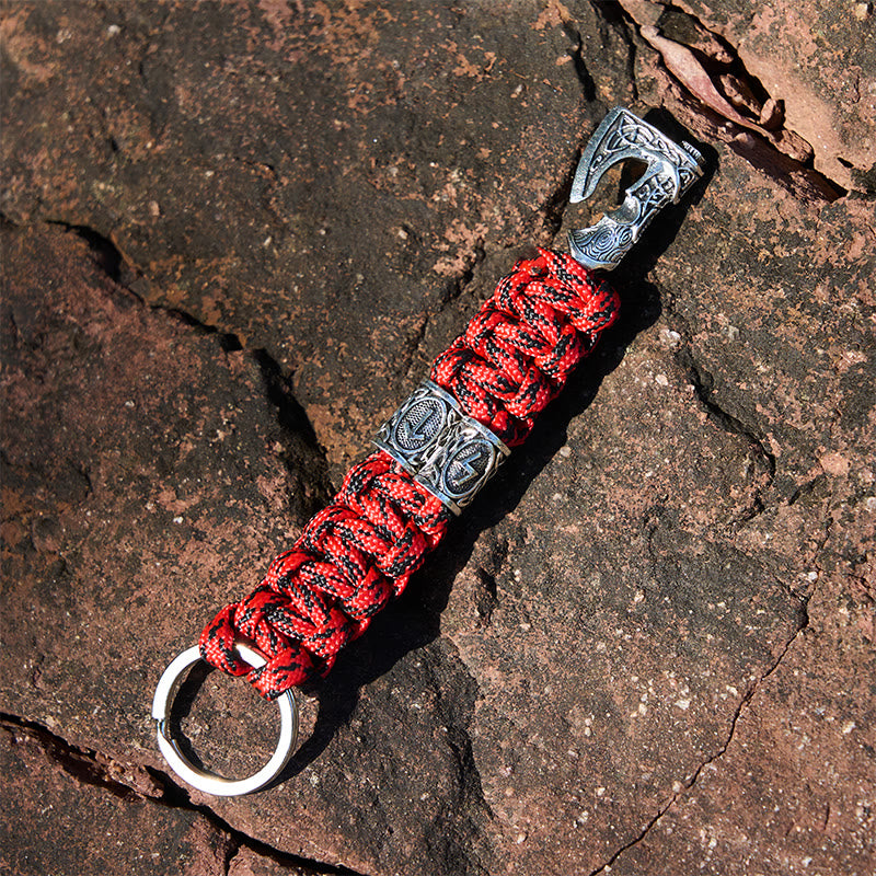 WorldNorse Wikinger Axt Rune -Emblem, geflochtener Schlüsselanhänger - Rot - image 9