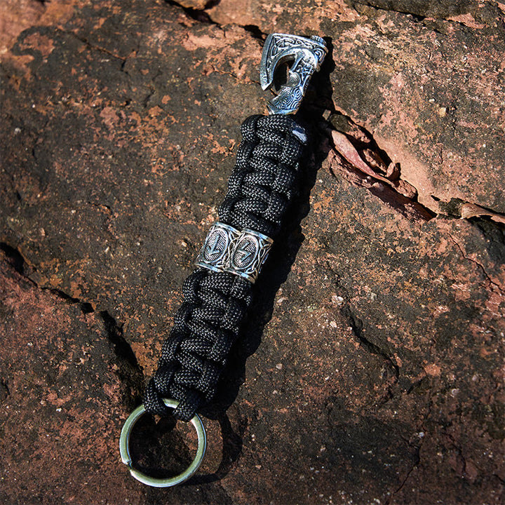 WorldNorse Wikinger Axt Rune -Emblem, geflochtener Schlüsselanhänger - Schwarz - image 5
