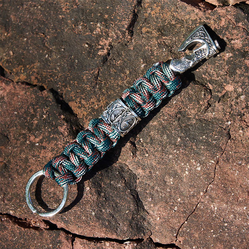 WorldNorse Wikinger Axt Rune -Emblem, geflochtener Schlüsselanhänger - Tarnmuster - image 1