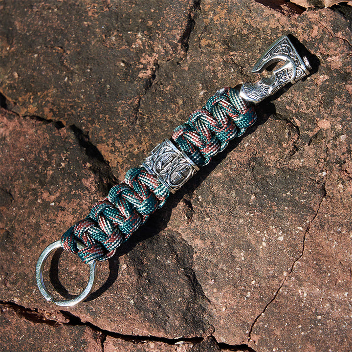 WorldNorse Wikinger Axt Rune -Emblem, geflochtener Schlüsselanhänger - Tarnmuster - image 1