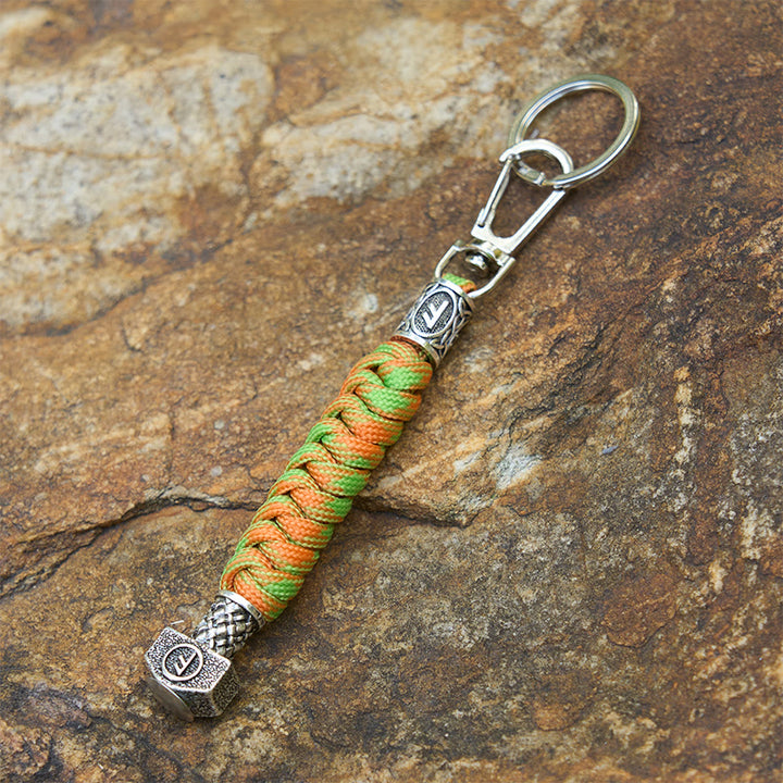 WorldNorse Wikingerhammer Eleganter geflochtener Schlüsselanhänger - Orange & Grün - image 6