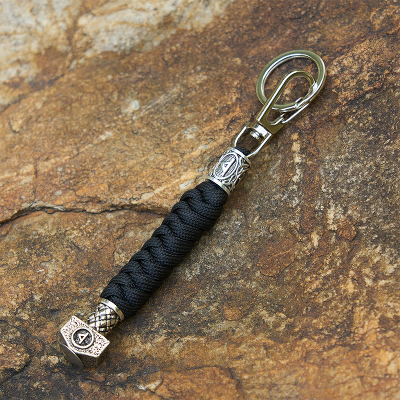 WorldNorse Wikingerhammer Eleganter geflochtener Schlüsselanhänger - Schwarz - image 7