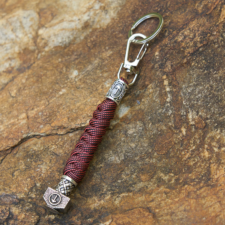 WorldNorse Wikingerhammer Eleganter geflochtener Schlüsselanhänger - Weinrot - image 11