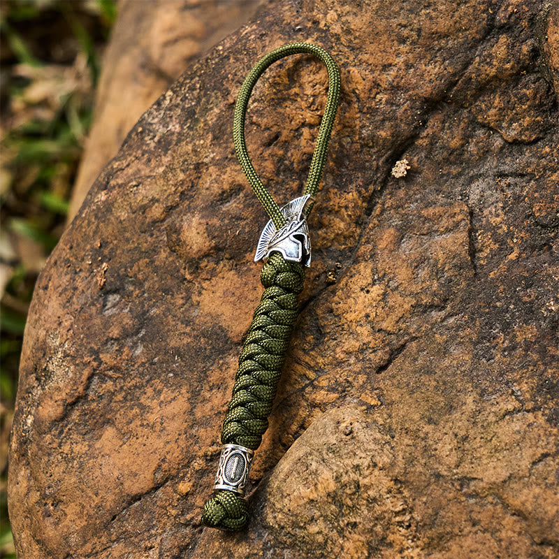 WorldNorse Wikingerhelm Rune -Schlüsselanhänger - Silber - Grün - image 1