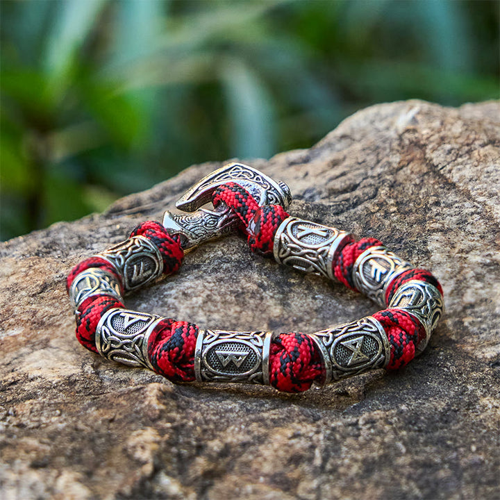 WorldNorse Wikinger Axt Rune Intertwin Braided Bracelet - Camouflage Red - 23cm - image 4