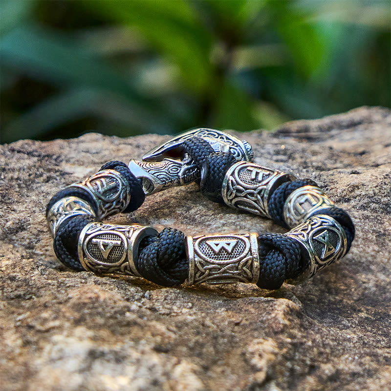 WorldNorse Wikinger Axt Rune Intertwin Braided Bracelet - Black - 23cm - image 13