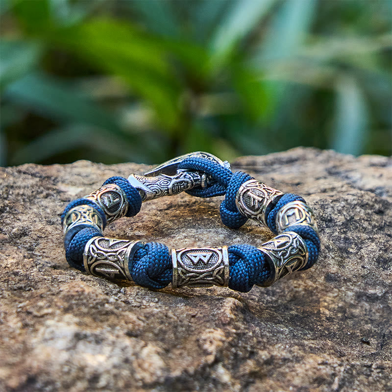 WorldNorse Wikinger Axt Rune Intertwin Braided Bracelet - Blue - 23cm - image 11