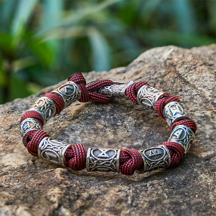 WorldNorse Wikinger Axt Rune Intertwin Braided Bracelet - Wine Red - 23cm - image 15