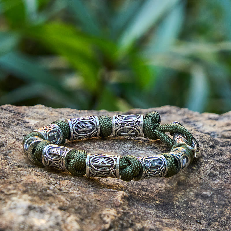 WorldNorse Wikinger Axt Rune Intertwin Braided Bracelet - Green - 23cm - image 9