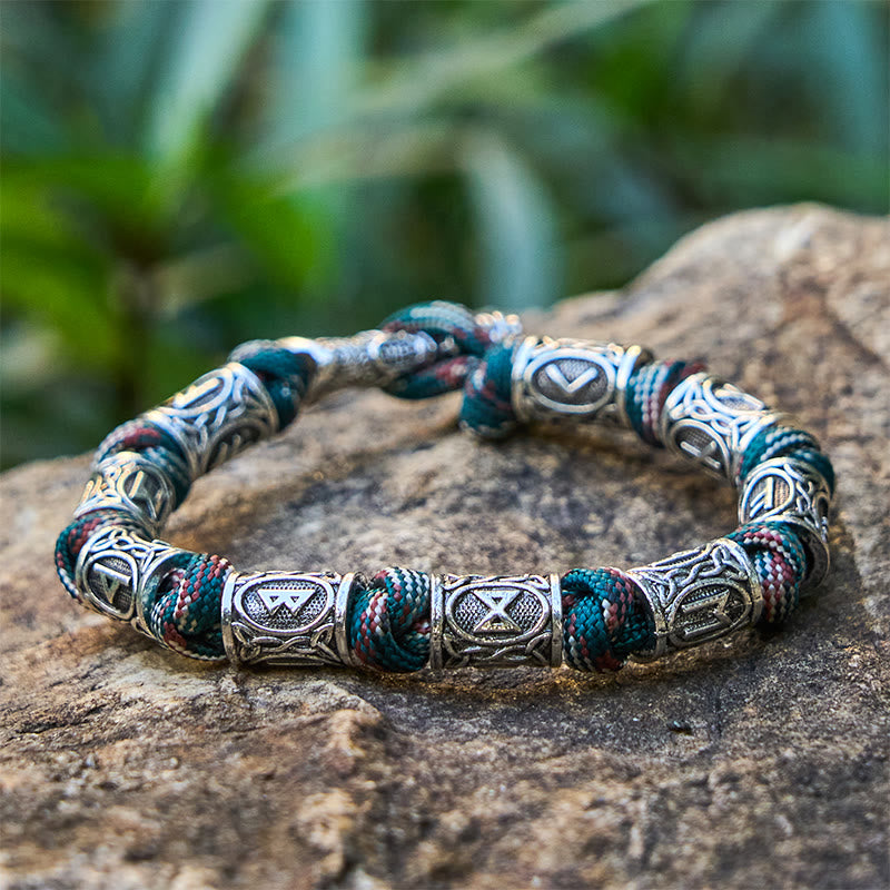 WorldNorse Wikinger Axt Rune Intertwin Braided Bracelet - Camouflage Mix - 23cm - image 0