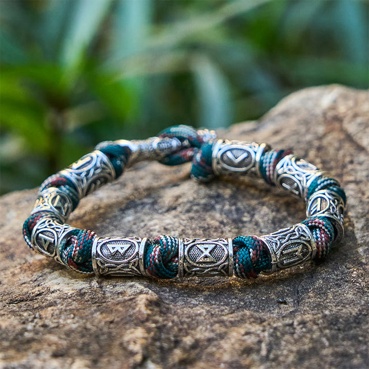 WorldNorse Wikinger Axt Rune Intertwin Braided Bracelet - Camouflage Mix - 23cm - image 0