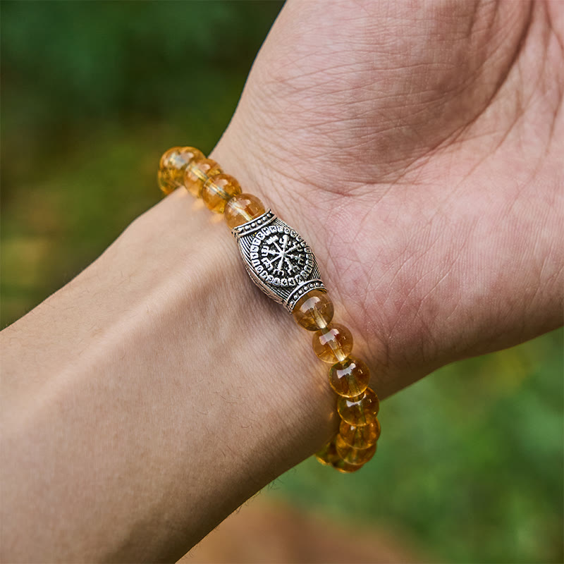 WorldNorse Wikinger-Runen-Armband mit Vegvisir und Kristallperlen - image 1
