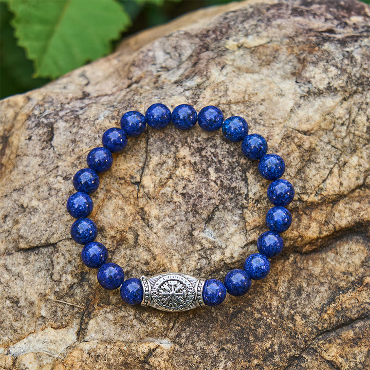 WorldNorse Wikinger-Runen-Armband mit Vegvisir und Kristallperlen - Lapislazuli - image 6